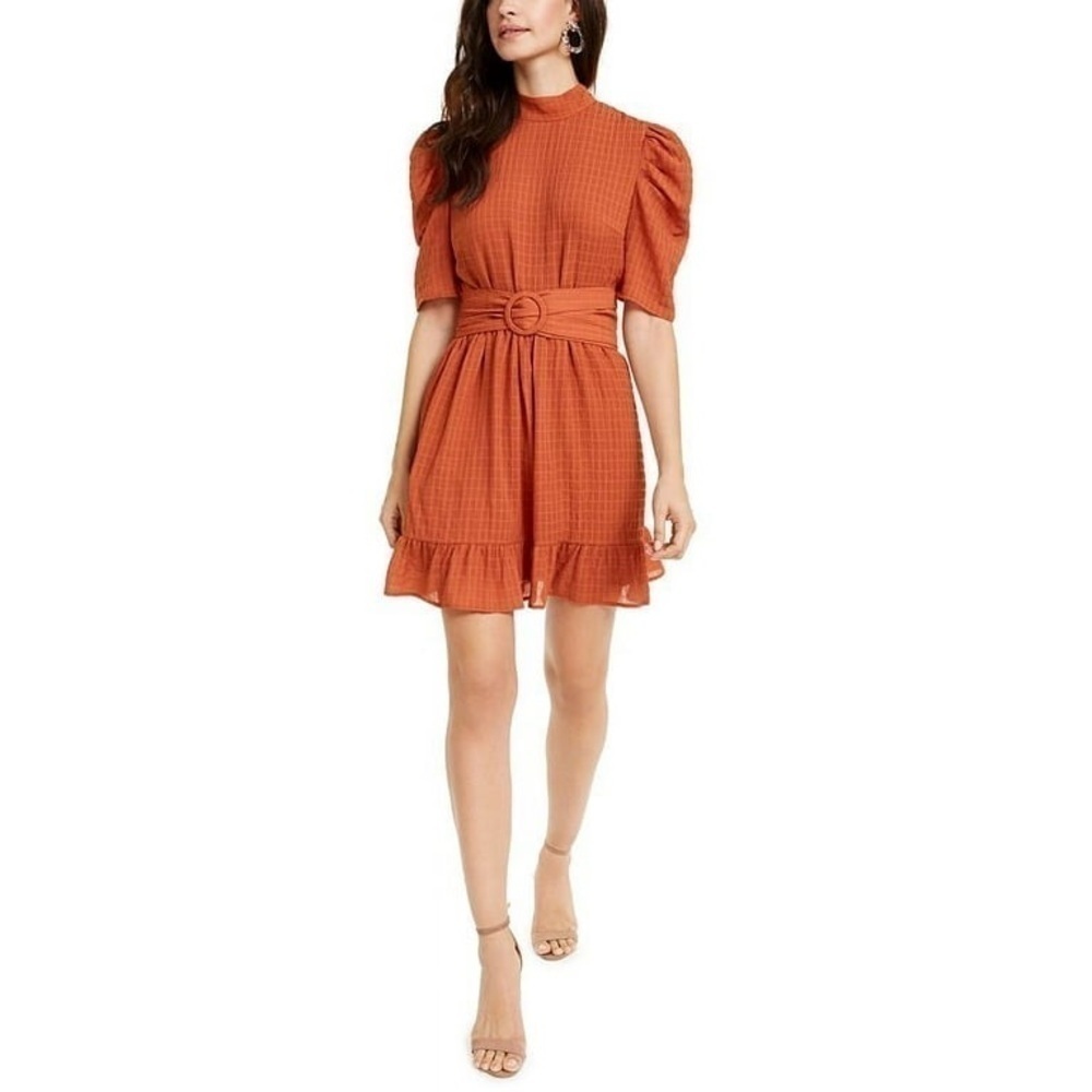 Leyden Orange Midi Dress. Shoes and earrings not included